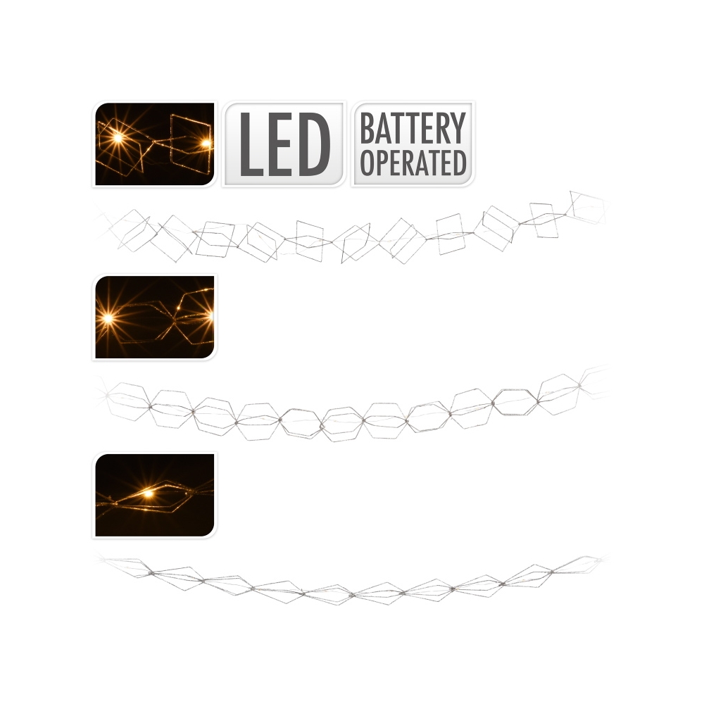 Συρμάτινη γιρλάντα 20Led, 3σχ.,ασημί,190cm Zaros XM604