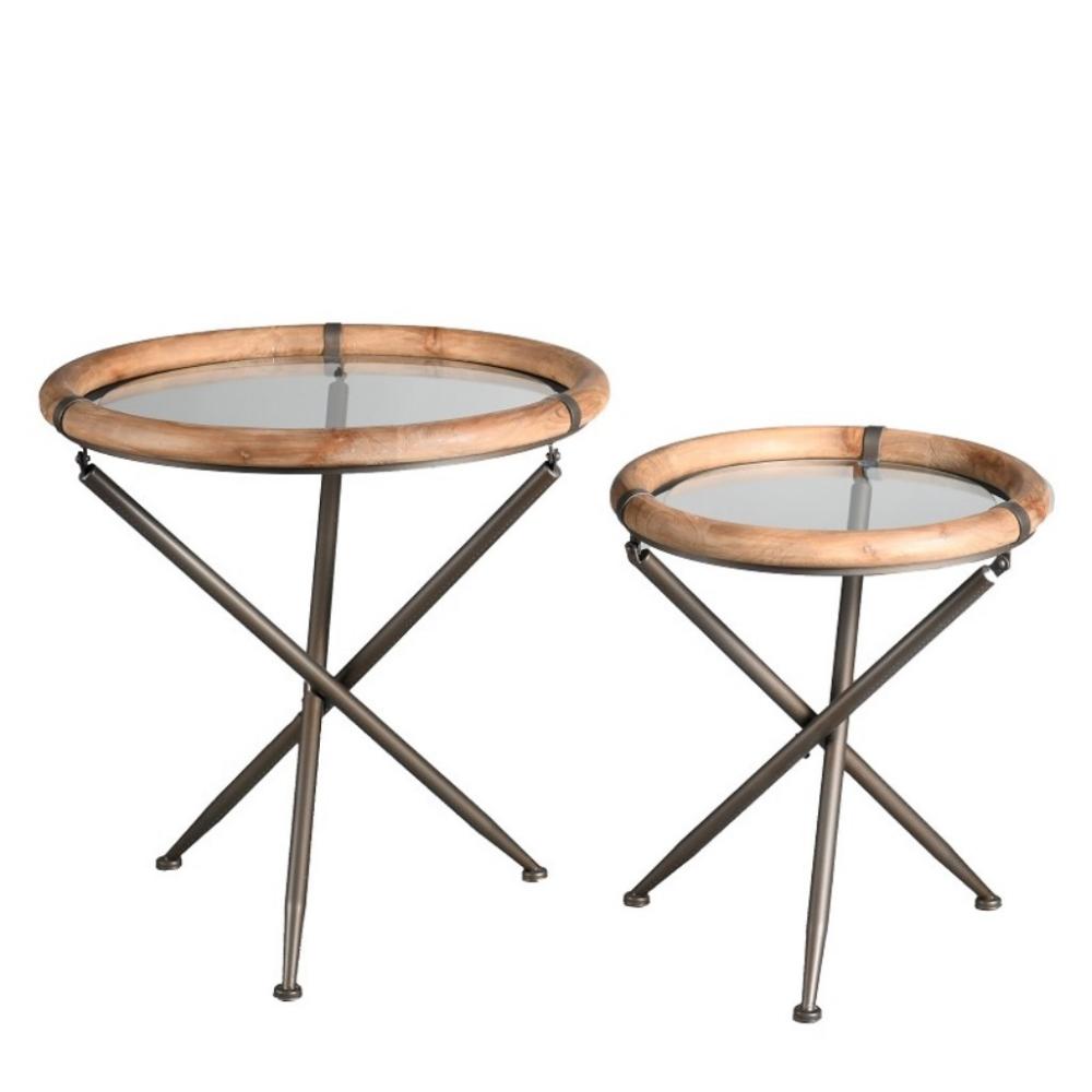 ΤΡΑΠΕΖΑΚΙ SET/2 ΣΤΡΟΓΓ. ΓΥΑΛ. TEMPERED ΜΕ ΞΥΛ. ΠΕΡΙΜΕΤΡΟ ΚΑΙ ΜΕΤΑΛΛΙΚΗ ΒΑΣΗ D65/50XH66/56ΕΚ Espiel JAM109
