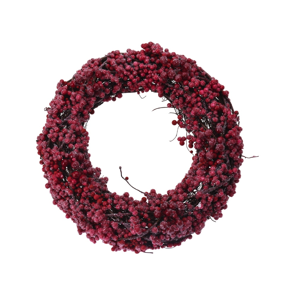 Στεφάνι με κόκκινα παγωμένα berries 33cm Zaros XM638