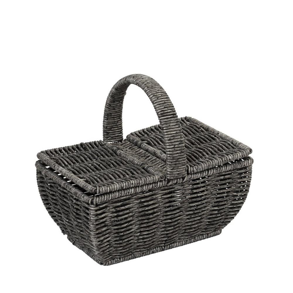 ΚΑΛΑΘΙ SYNTH. RATTAN ΜΕ ΚΑΠΑΚΙ ΟΡΘ. ΓΚΡΙ 21Χ14Χ19ΕΚ Espiel KOD218