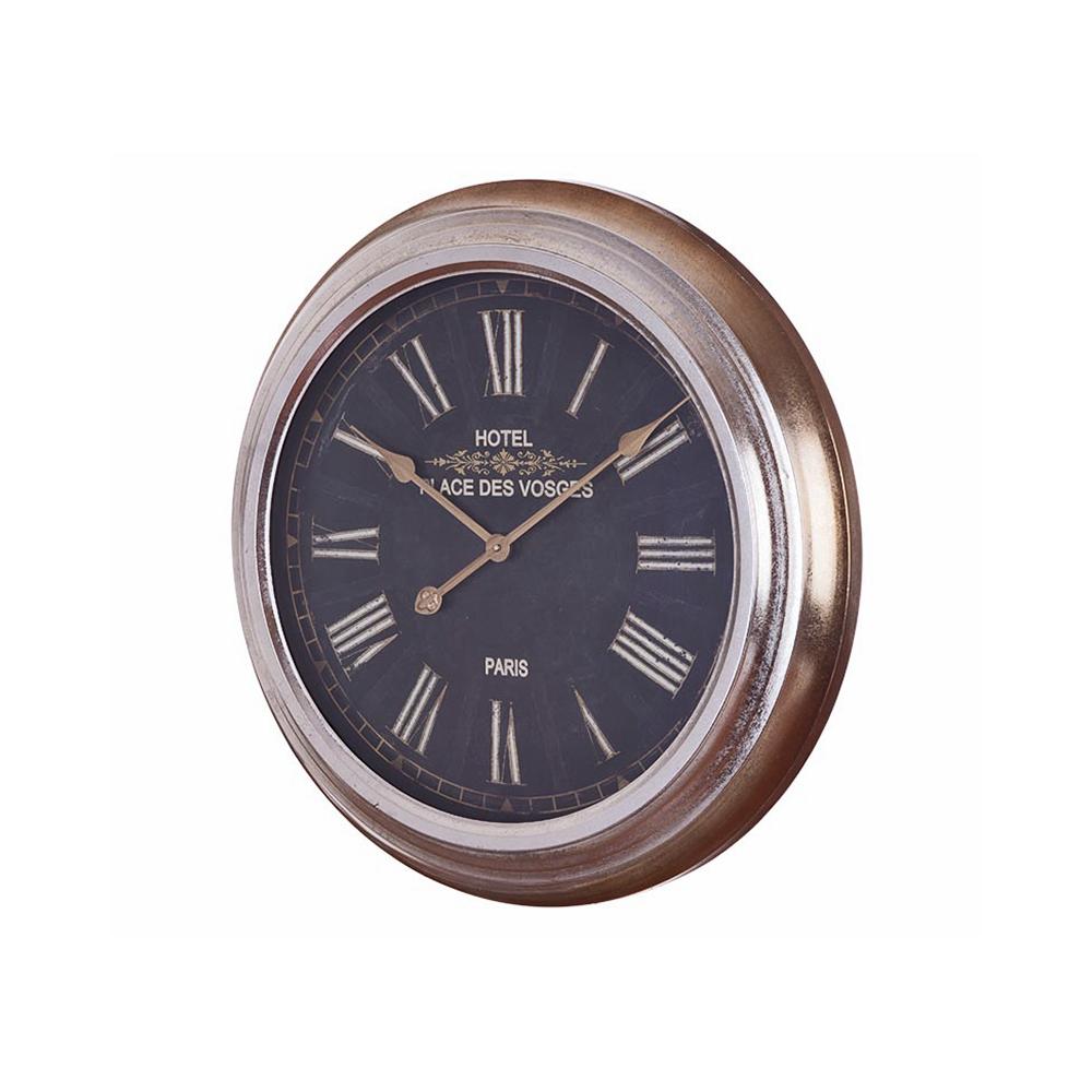 Vintage Ρολόι τοίχου μεταλλικό Μαύρο/Μπρονζε, 60cm Zaros CL332