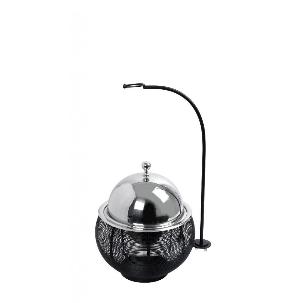 CHAFFING DISH ΜΕ ΒΑΣΗ ΣΤΗΡ. ΚΑΠ. ΚΑΙ ΔΙΠΛΟ ΔΟΧΕΙΟ SS/ΑΛΟΥΜ/ΣΙΔΗΡ. ΜΑΥΡΟ 2500ML GEL WAX 30Χ30Χ32-49ΕΚ Espiel TAF112