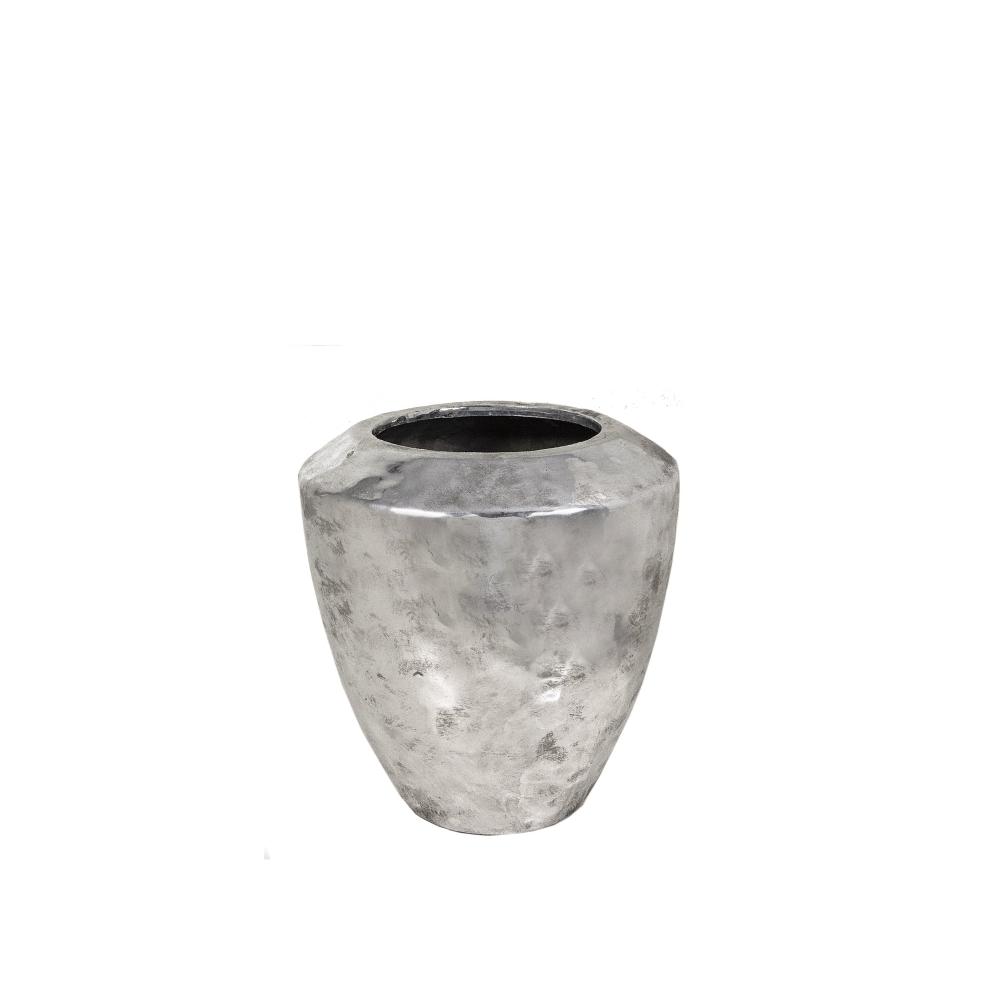 Κεραμικό σφυρήλατο βάζο, ασημί, 22cm Zaros GA235