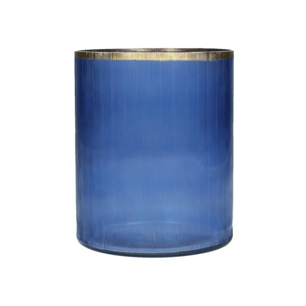 Γυάλινο κηροπήγιο ρεσό μπλέ χρυσό, 12.5x15cm Zaros WER-9471