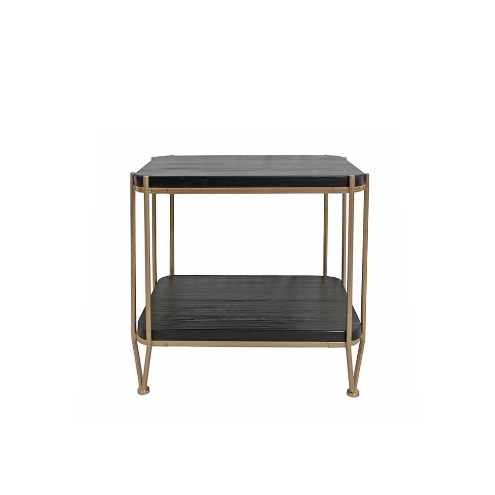 Side table με ραφι σε μαύρο/χρυσό,62.5x60cm Zaros JM514
