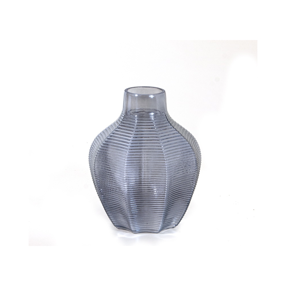 Γυάλινο βάζο ιριδίζον μπλε, 17.5x21cm Zaros BL267