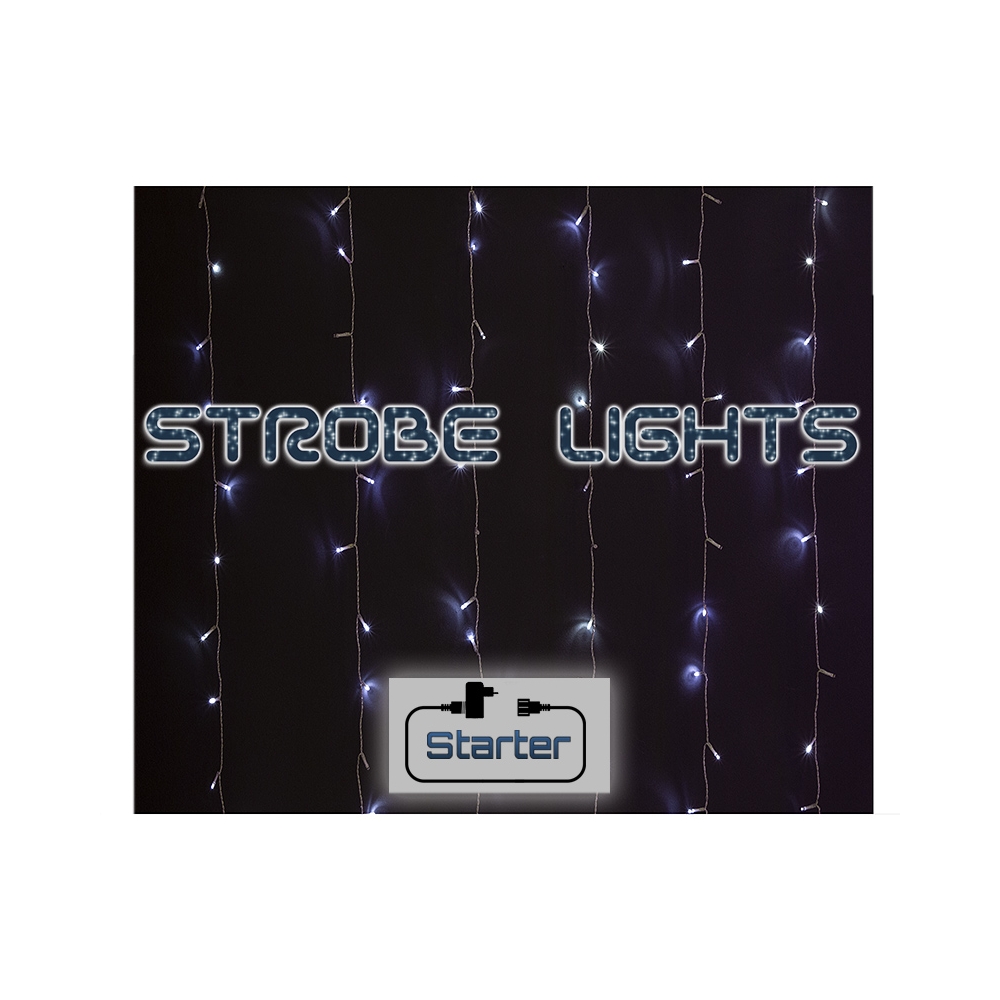 200Led-(IP44)Starter Set Κουρτίνα Strobe (επεκτάσιμη), Διάφανο/4000k,M2ΧY2μ. 2m.x2m. Zaros CU200/STR-ST4K