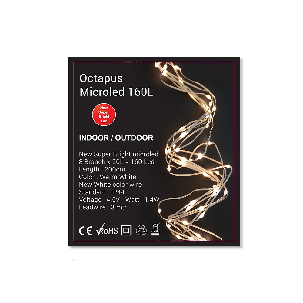 Octapus Light 8x20 microled,160cm,οπαλίνα & λευκό σύρμα Zaros DLX160-W