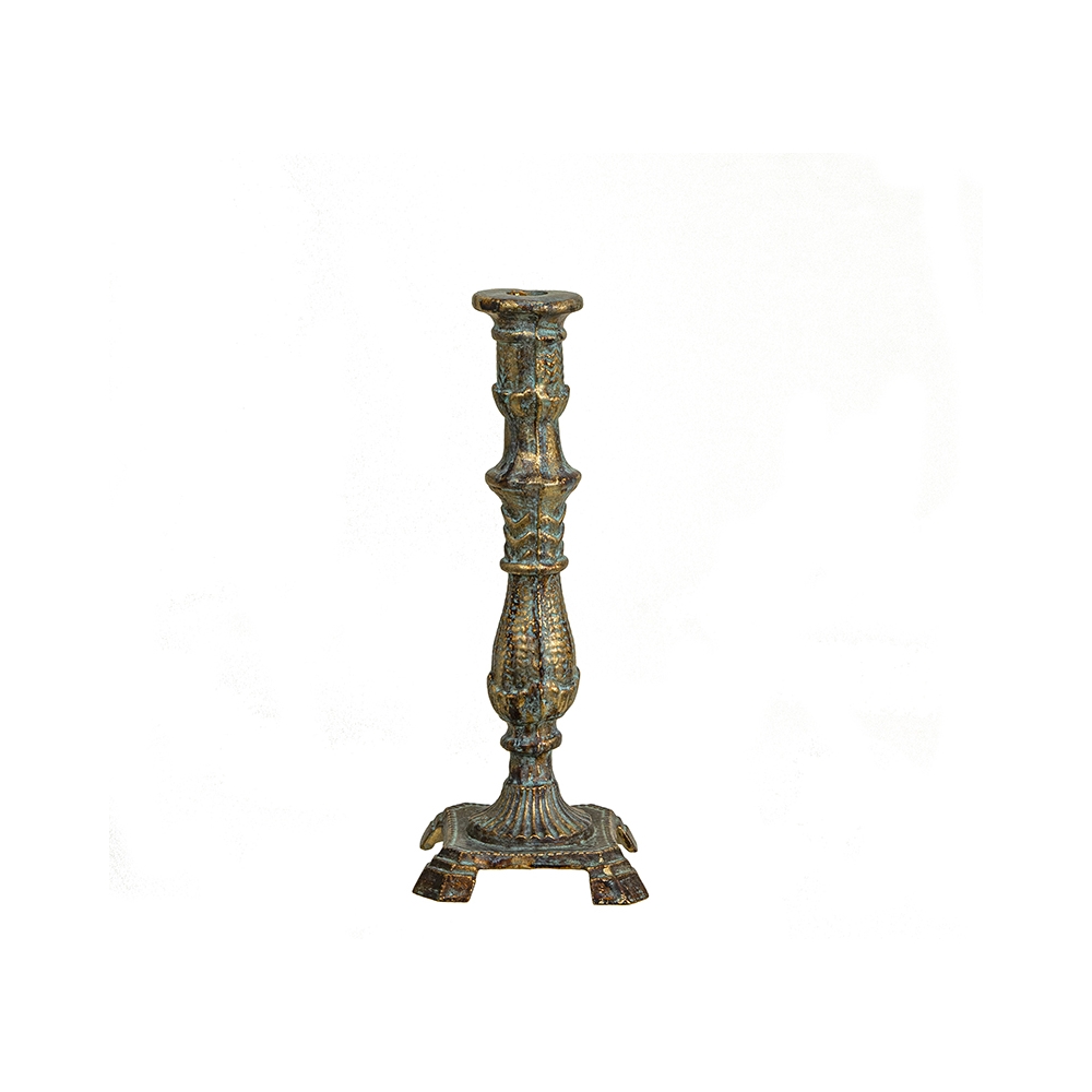 Vintage μαντεμένιο κηροπήγιο, χρυσή πατίνα,28,5cm Zaros ID195