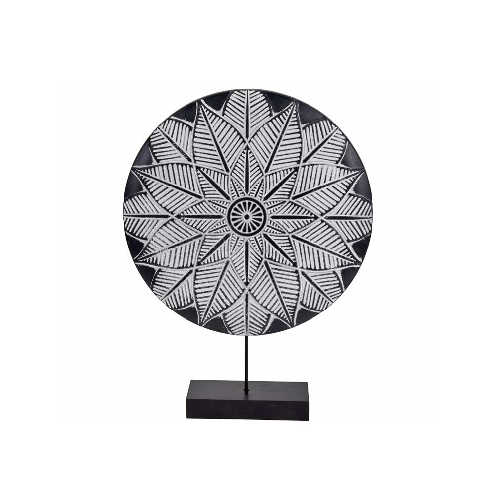 Στρογγυλό διακοσμητικό tribal σε stand,μαύρο,40cm Zaros HE124