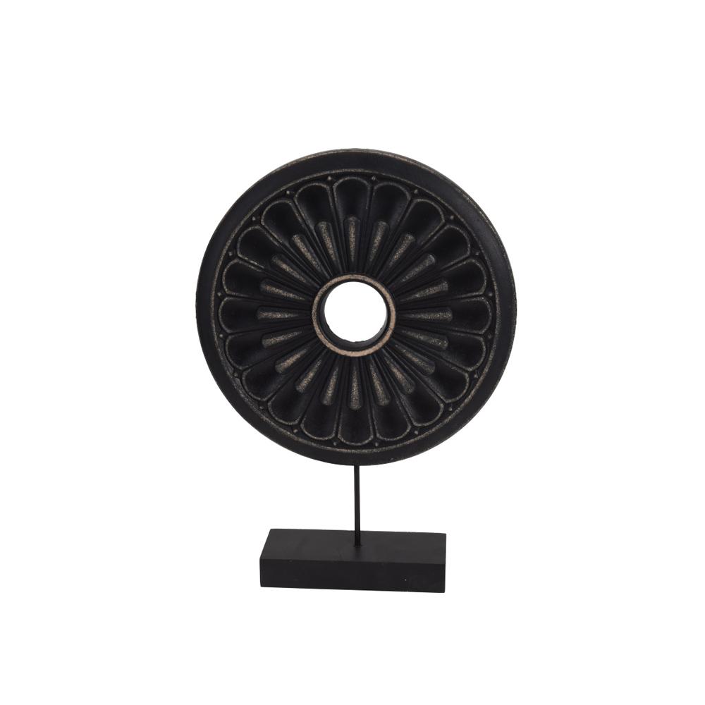 Στρογγυλό διακοσμητικό tribal σε stand,μαύρο,35cm Zaros HE125