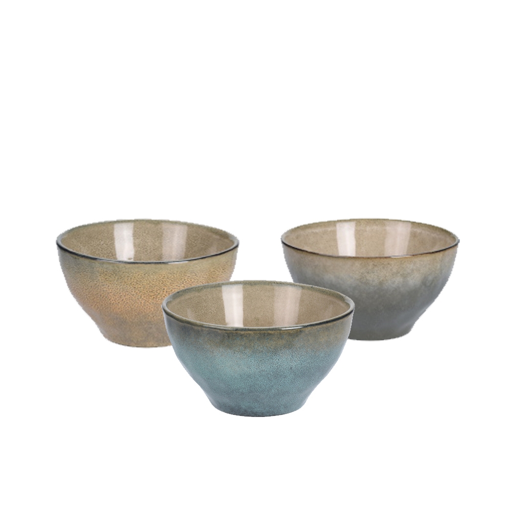 Μπολ 700ml, από επισμαλτωμένο stoneware, σε 3 μελανζέ χρώματα 14,5x14,5x8 Zaros KZ169