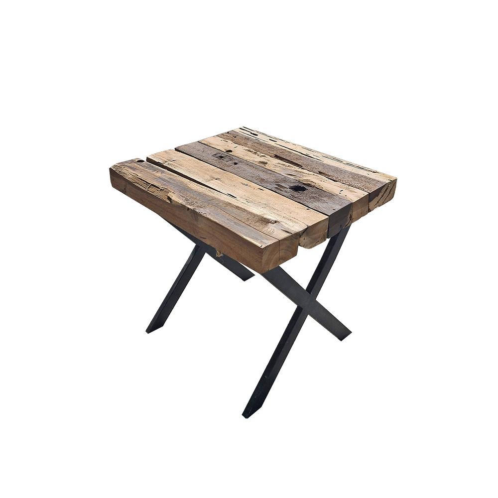 Side table από ανακυκλωμένο ΤΕΑΚ, μεταλ.πόδια 45x40cm Zaros EP442