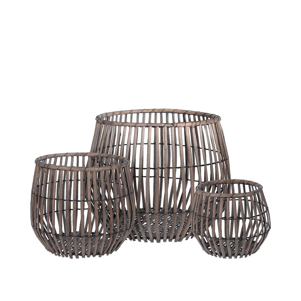 Σετ 3 Καλάθια rattan μεταλλικός σκελετός 25/31/46cm Zaros HE163