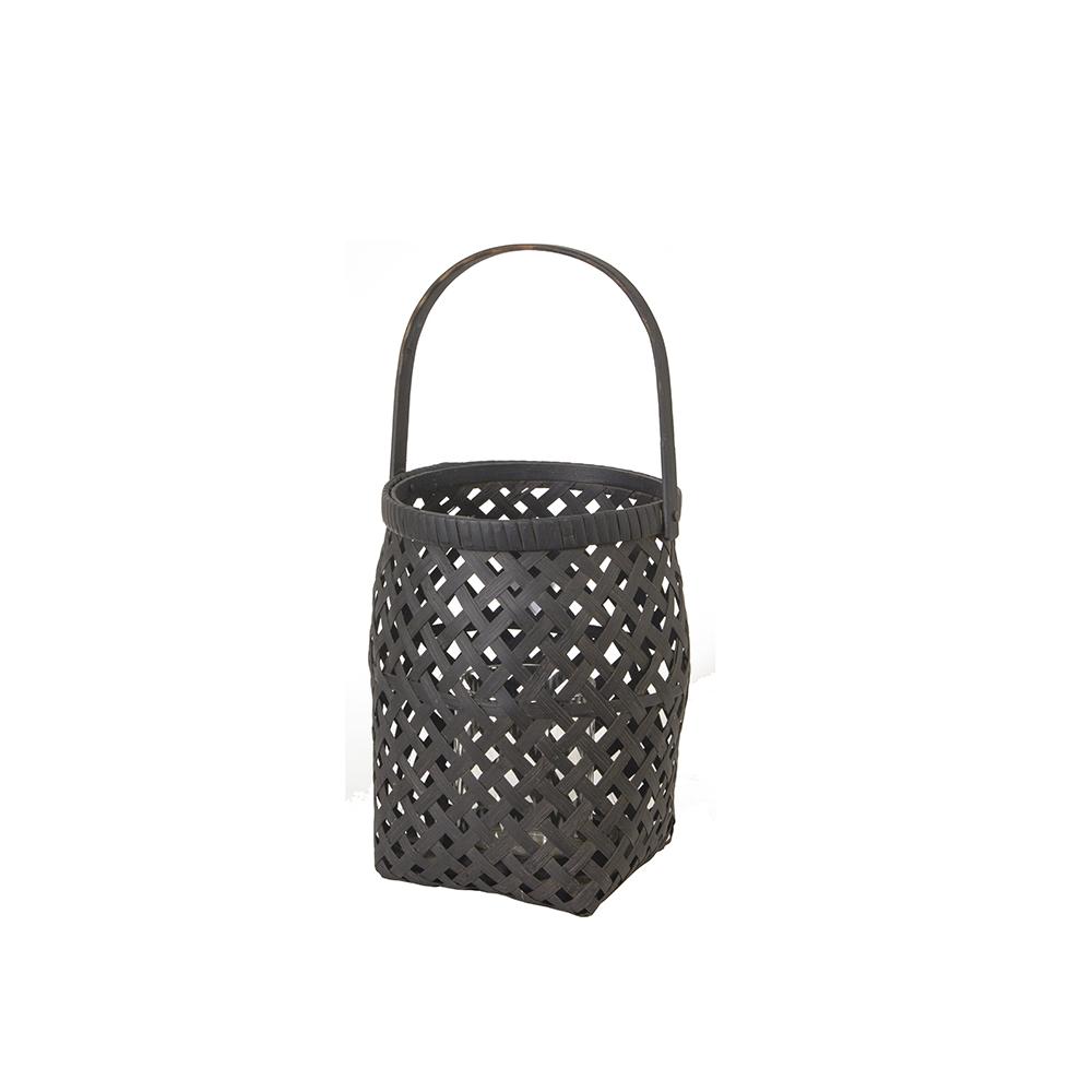 Φανάρι rattan (με γυαλί) μαύρο χρ.,22cm Zaros GR439-BL