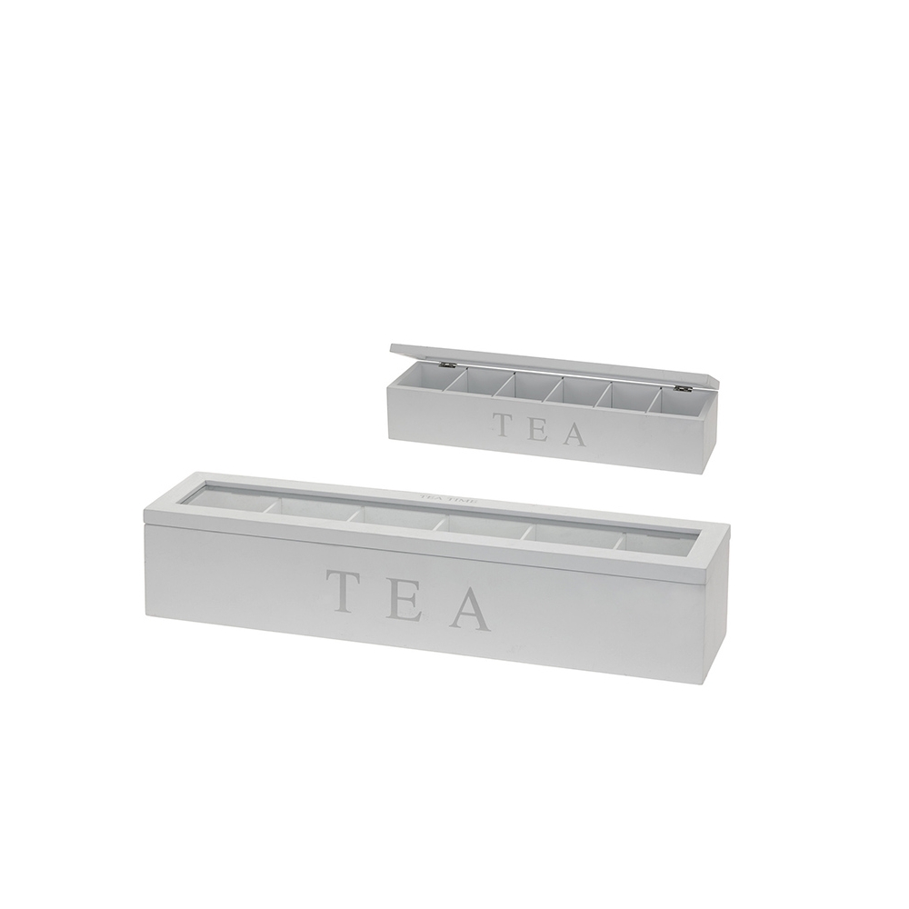 Μοντέρνο Teabox, 6 θέσεις,ματ λευκό με print 43cm Zaros KZ187