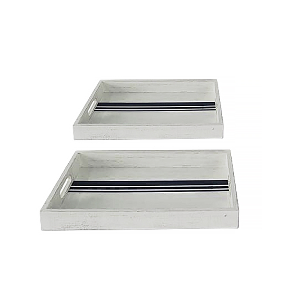 Σ/2 ξύλινοι παραλ/μοι δίσκοι εκρου/μπλε 40/47cm Zaros ID220