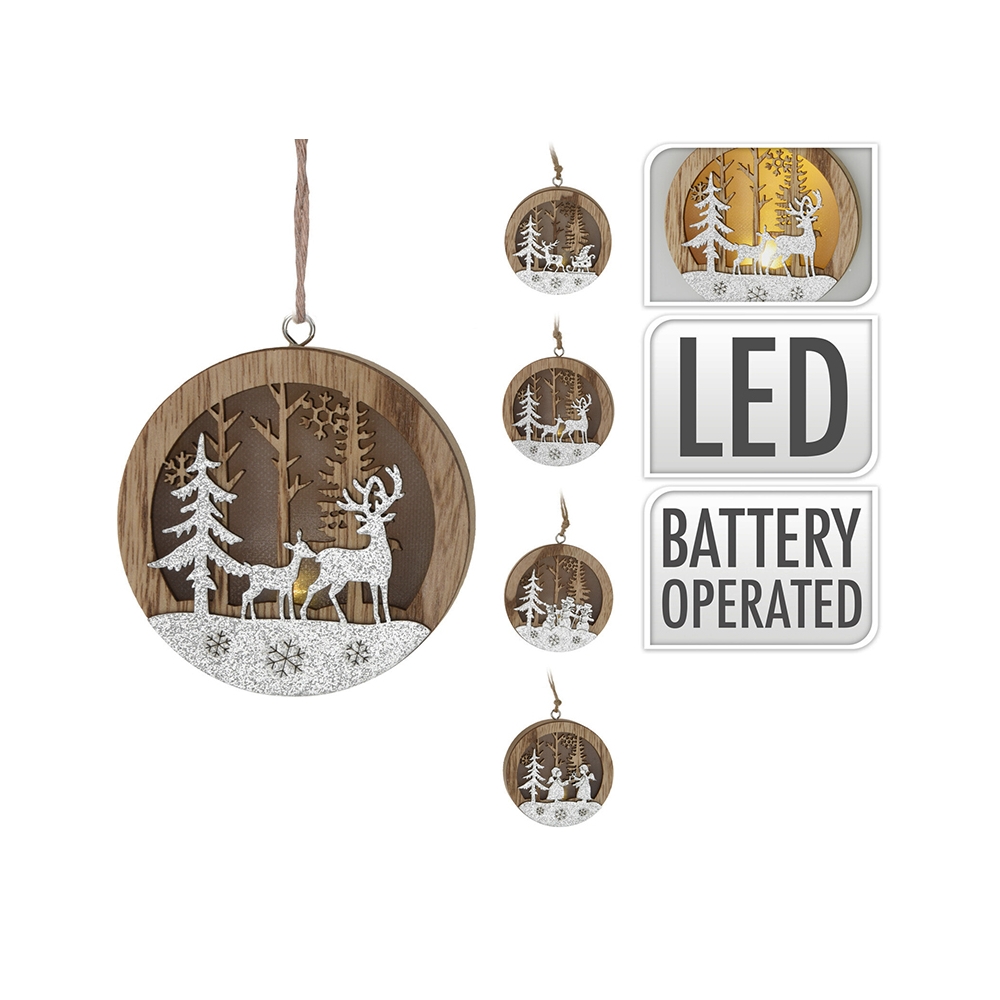 Ξύλινο στολίδι με Led,4σχ.,14cm Zaros XM739