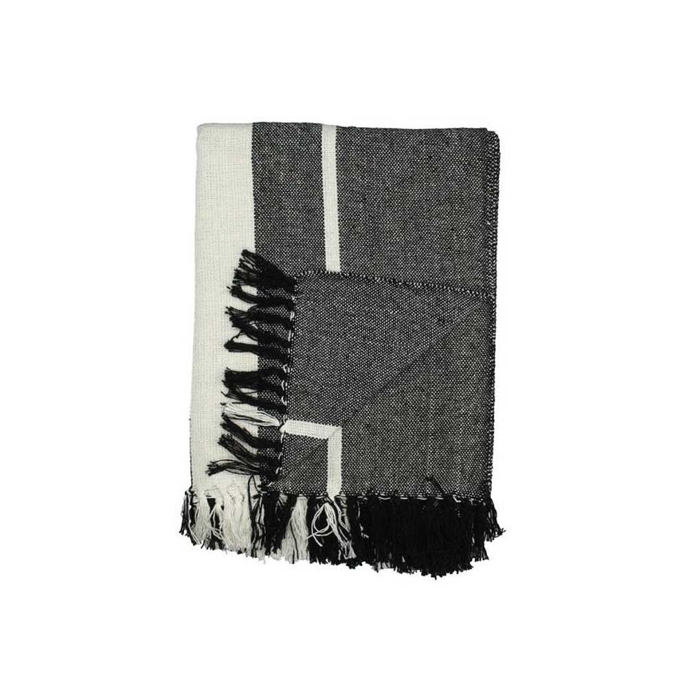 Ριχτάρι cotton, σε λευκό/μαύρο,170x130cm Zaros XET-3911