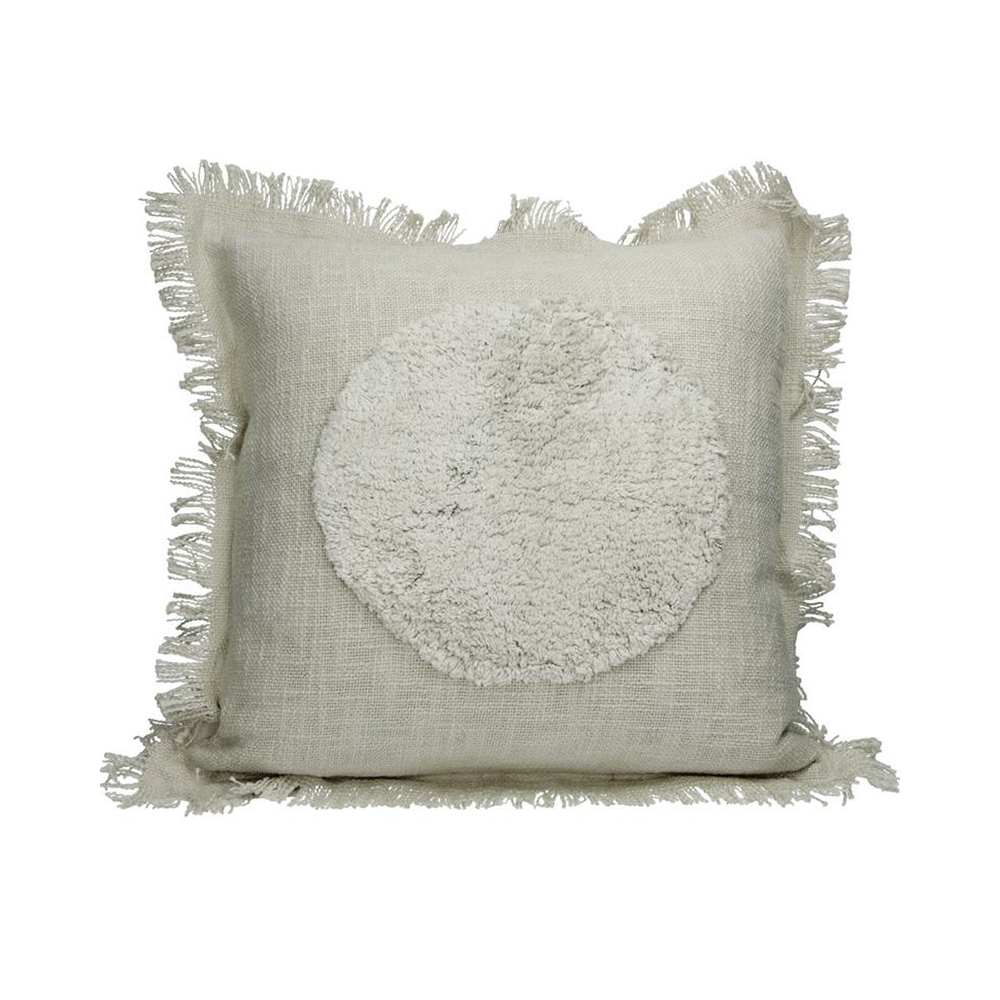 Μαξιλάρι cotton με κρόσσι σχ.κύκλος αν.γκρι 45x45 Zaros XET-9137