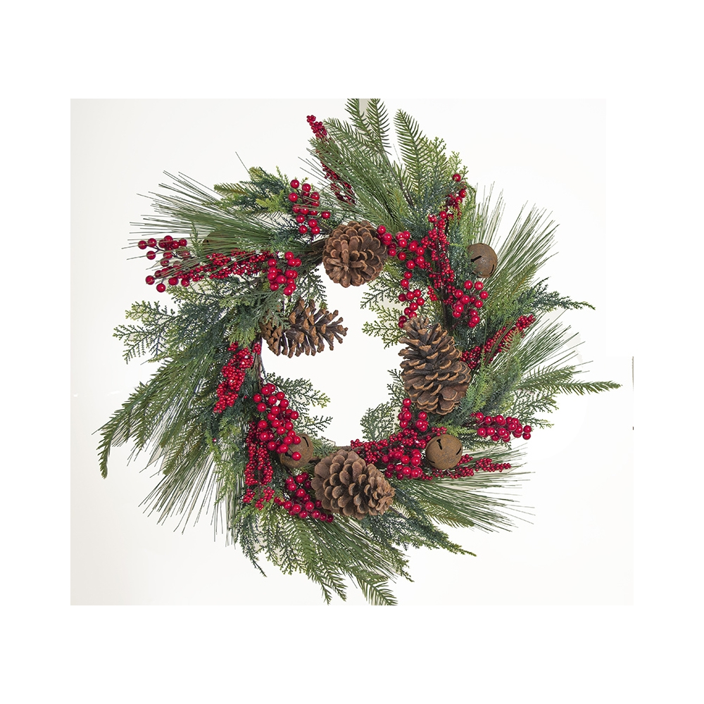 Στεφάνι mixed pine κουκουνάρια & berries 63cm Zaros MS640