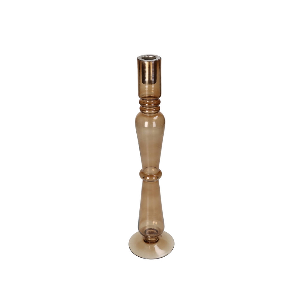 Γυάλινο κηροπήγιο σε καφέ χρ.,37cm Zaros XET-9435