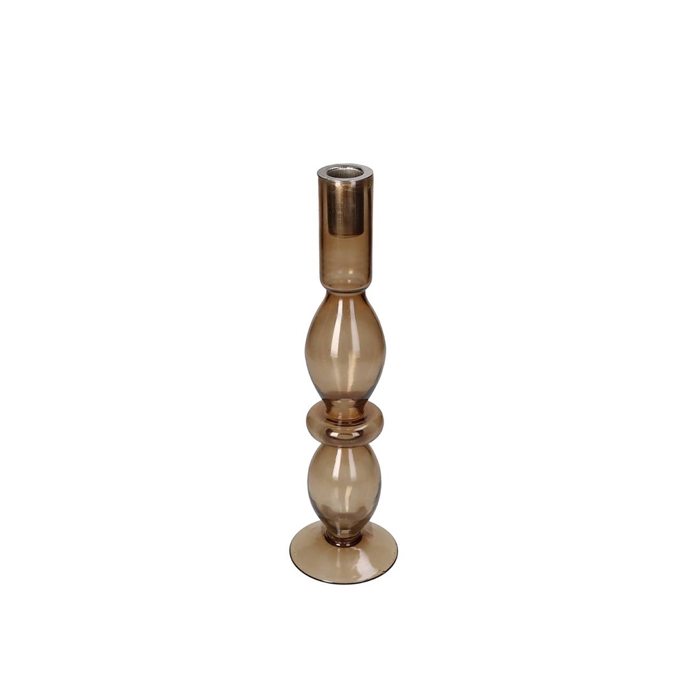 Γυάλινο κηροπήγιο σε καφέ χρ.,30cm Zaros XET-9437