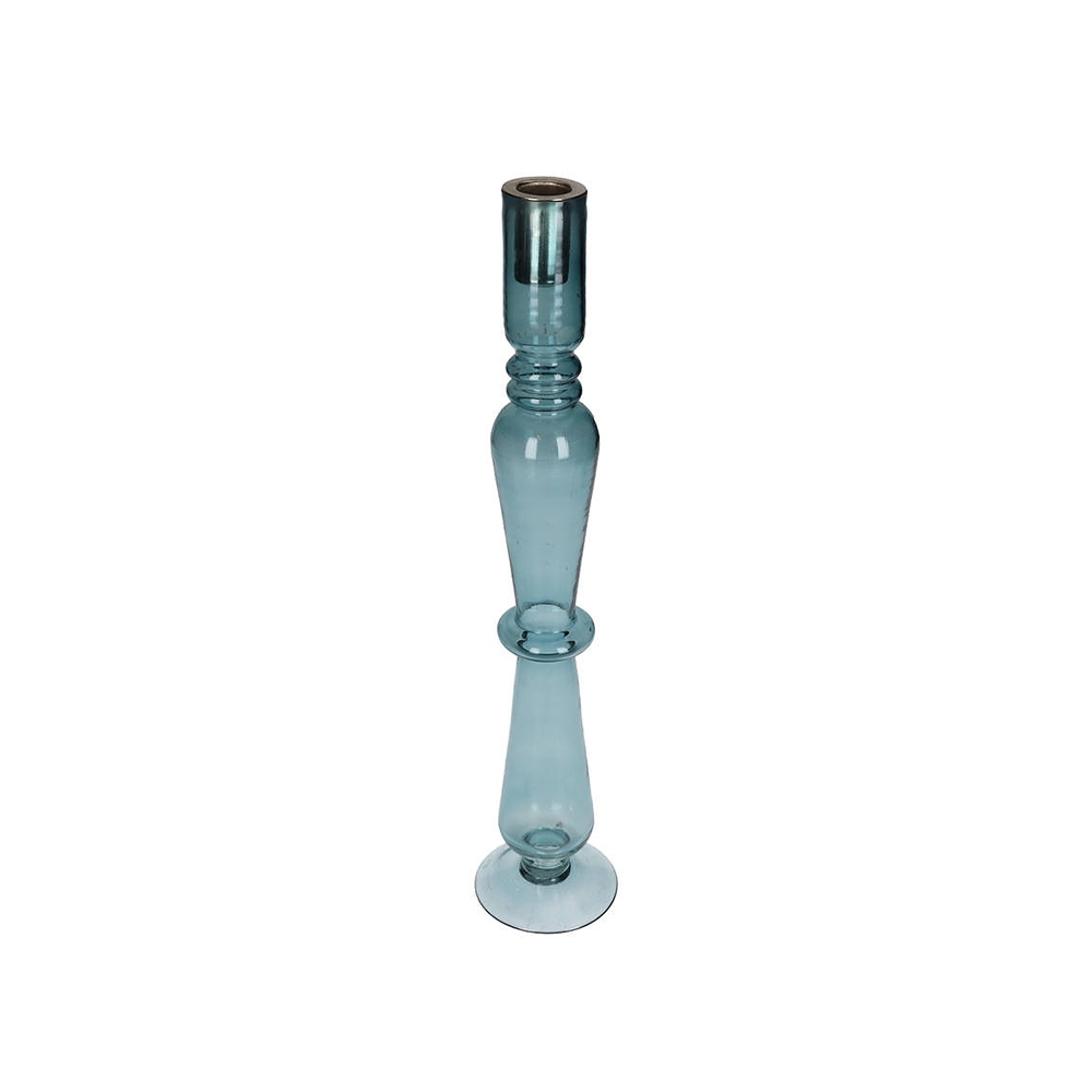 Γυάλινο κηροπήγιο σε μπλε χρ.,37cm Zaros XET-9450