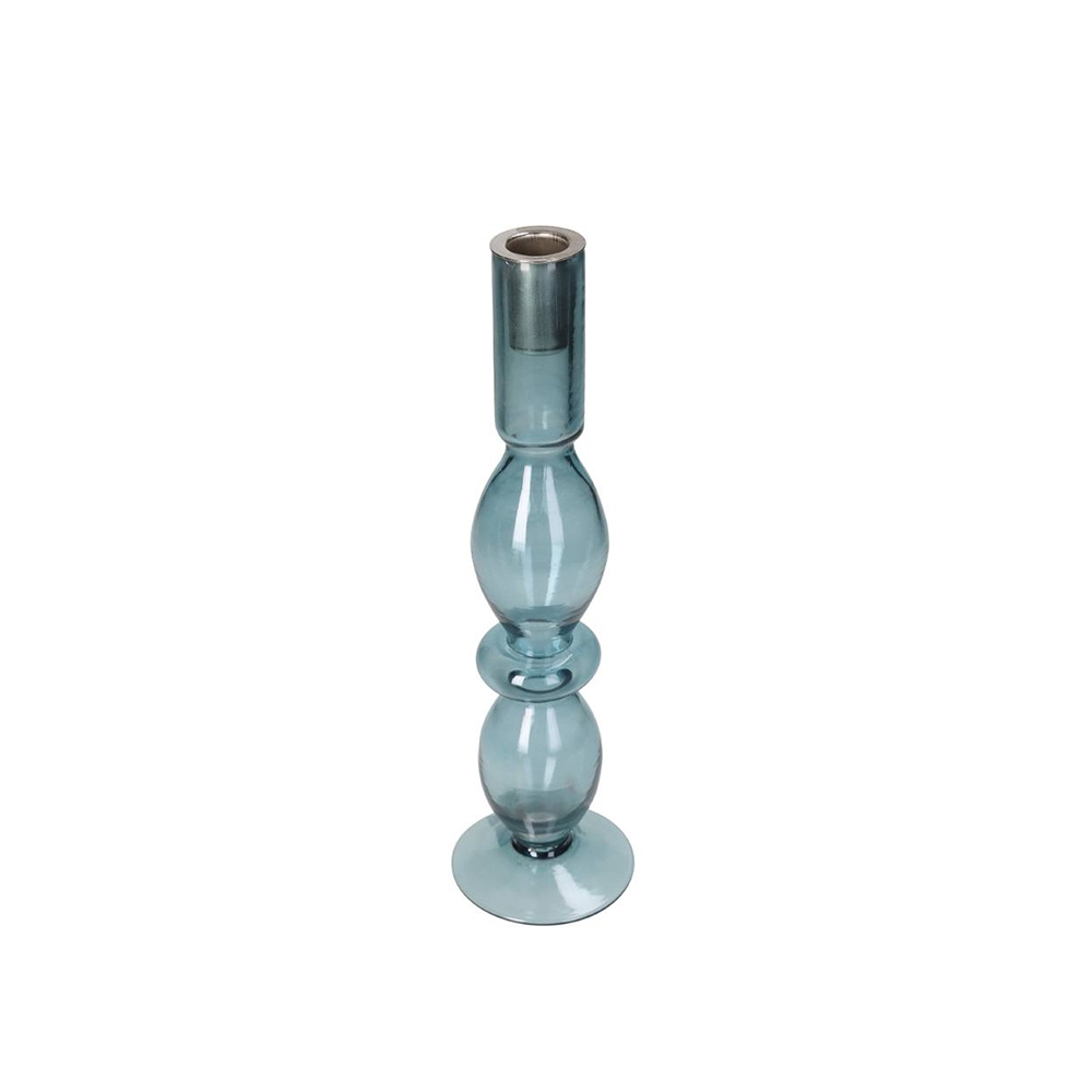 Γυάλινο κηροπήγιο σε μπλε χρ.,30cm Zaros XET-9452