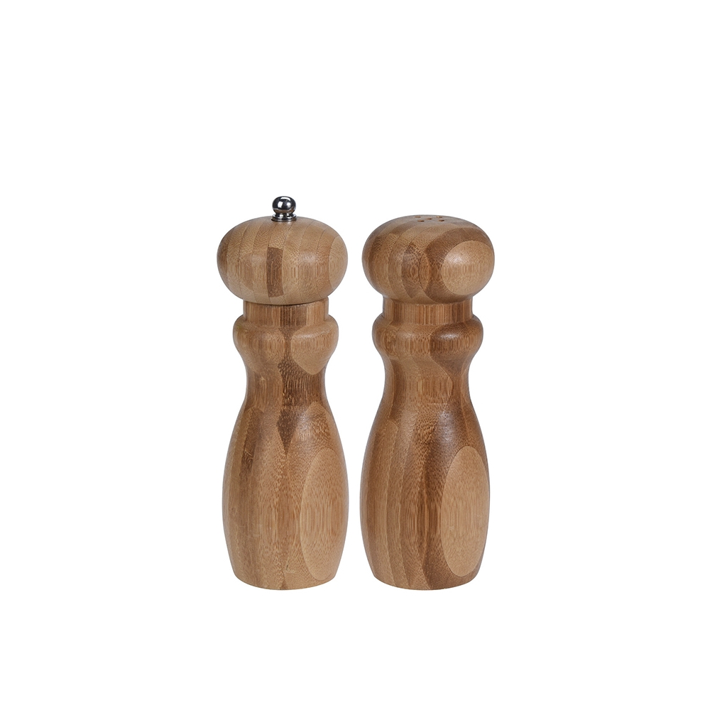 Σετ 2 τεμ. μύλος πιπεριού & αλατιέρα από bamboo,16cm Zaros KZ217