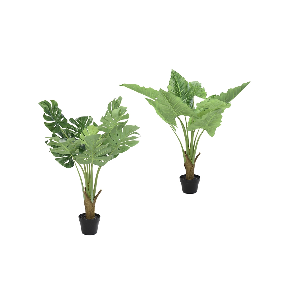 Τεχνητά φυτά monstera & φιλόδενδρο με κασπώ,90cm Zaros FL135