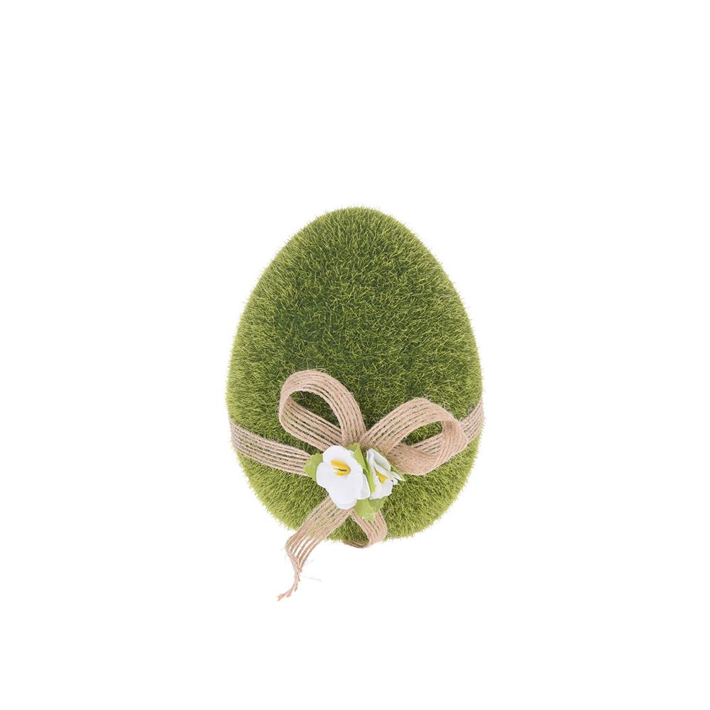 Κεραμικό αυγό με grass &  κορδέλλα,11cm Zaros ES509