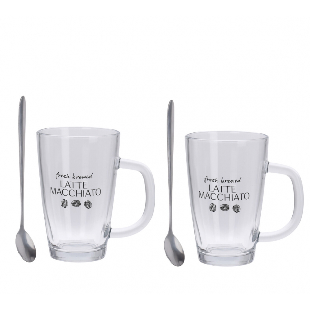 Σετ Latte Macchiato (Espresso με γάλα) με κουταλι,300m 7,8x7,8x14 Zaros KZ244