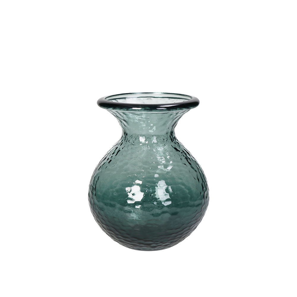 Βάζο από ανακυκλωμένο γυαλί,πετρόλ,15x18.5cm Zaros KAL-0948