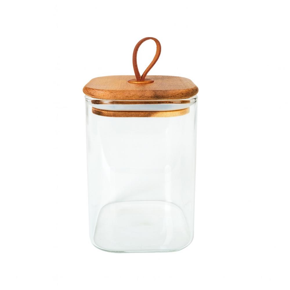 ΔΟΧΕΙΟ BOROSILICATE ΤΕΤΡΑΓΩΝΟ ΜΕ ΚΑΠΑΚΙ ΑΚΑΚΙΑΣ 580ML 8,2X12,2ΕΚ Espiel DOP203K6
