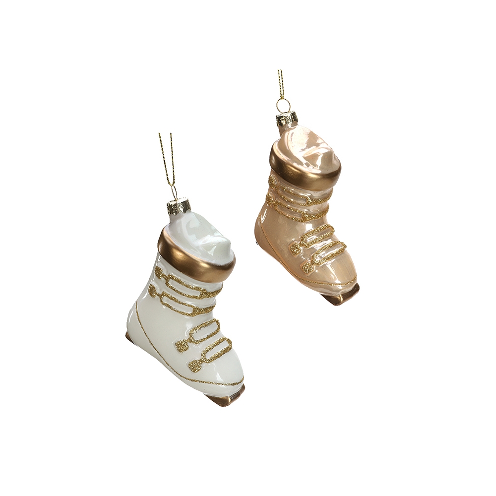 Στολίδι μπότα Ski εκρού&χρυσή,9.5cm Zaros XM744