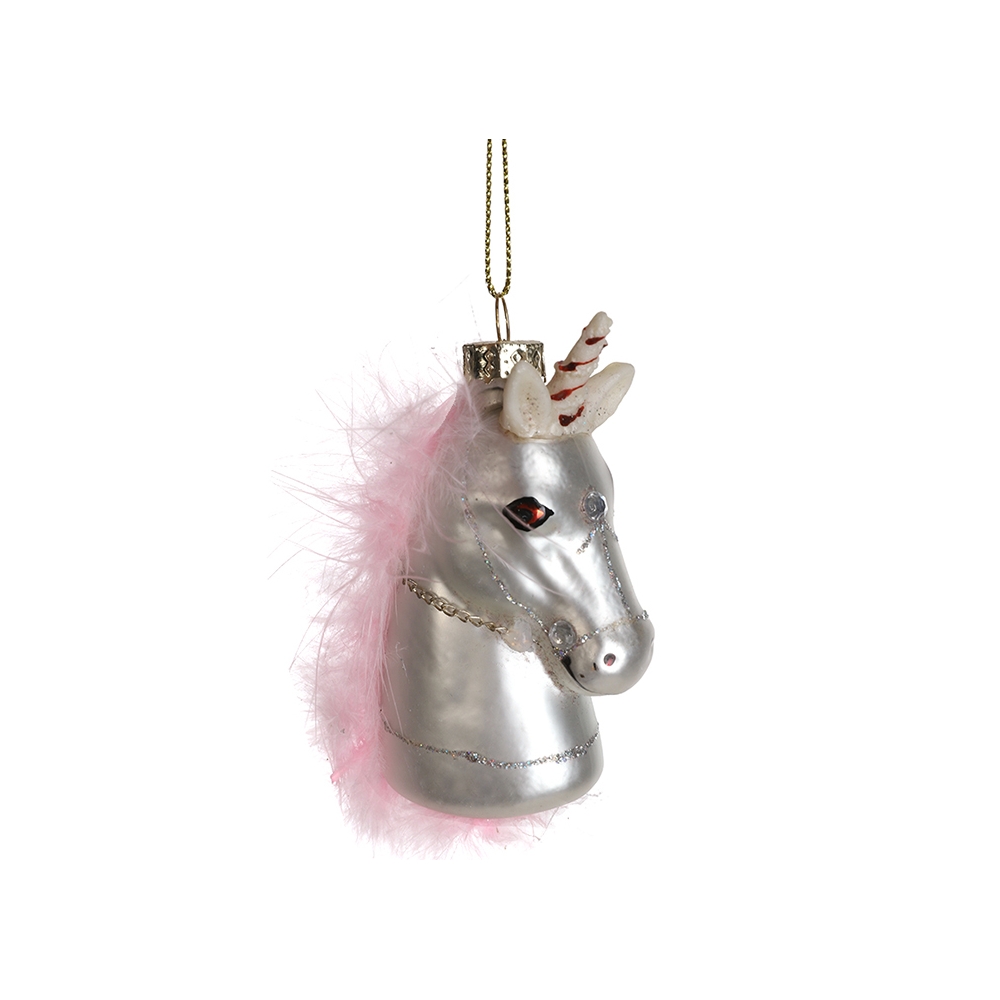 Στολίδι Μονόκερος soft pink, με φτερό,9cm Zaros XM746