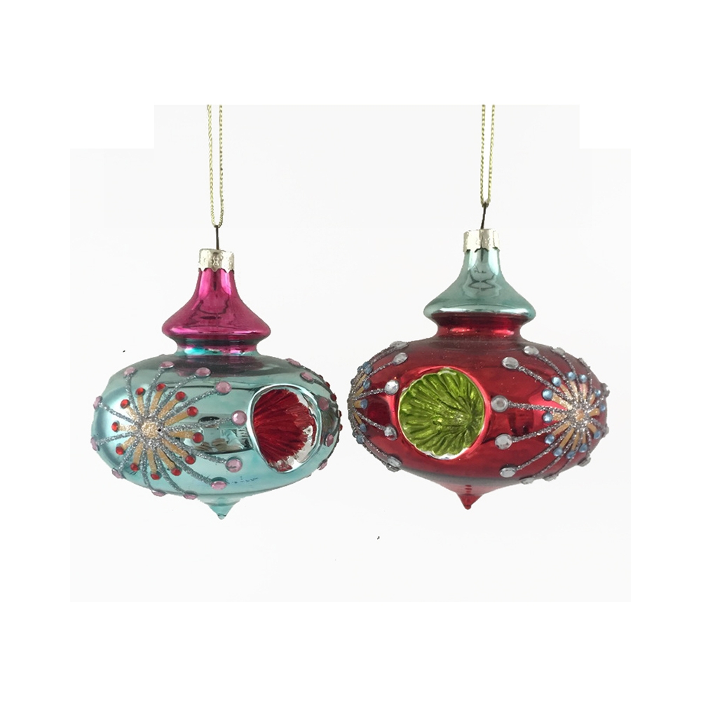 Γυαλινo στολίδι 2σχ.πολύχρωμο,10cm Zaros XM800
