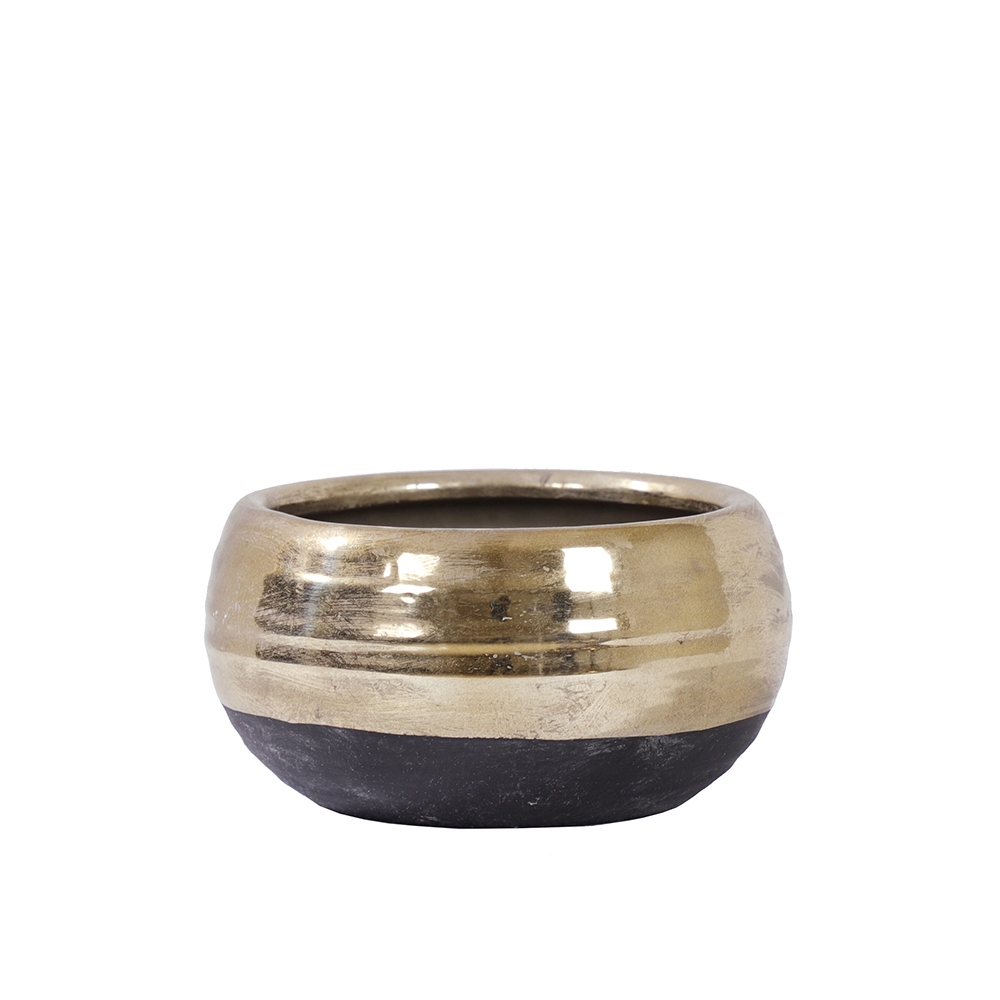 Στρογγυλό κεραμικό μπολ μαύρο & χρυσό, 23.5x12cm Zaros GA288