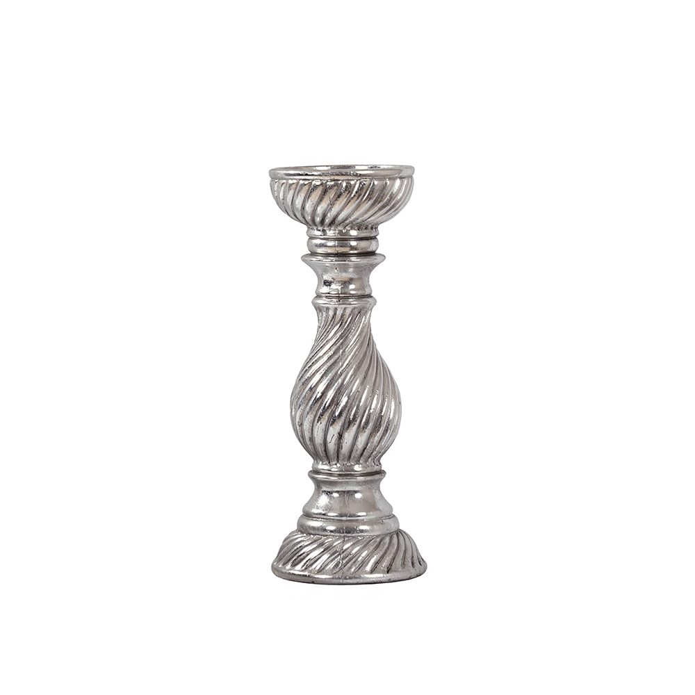 Κηροπήγιο στριφτό σχέδιο, αντ.ασημί 12.5x32cm Zaros GA295