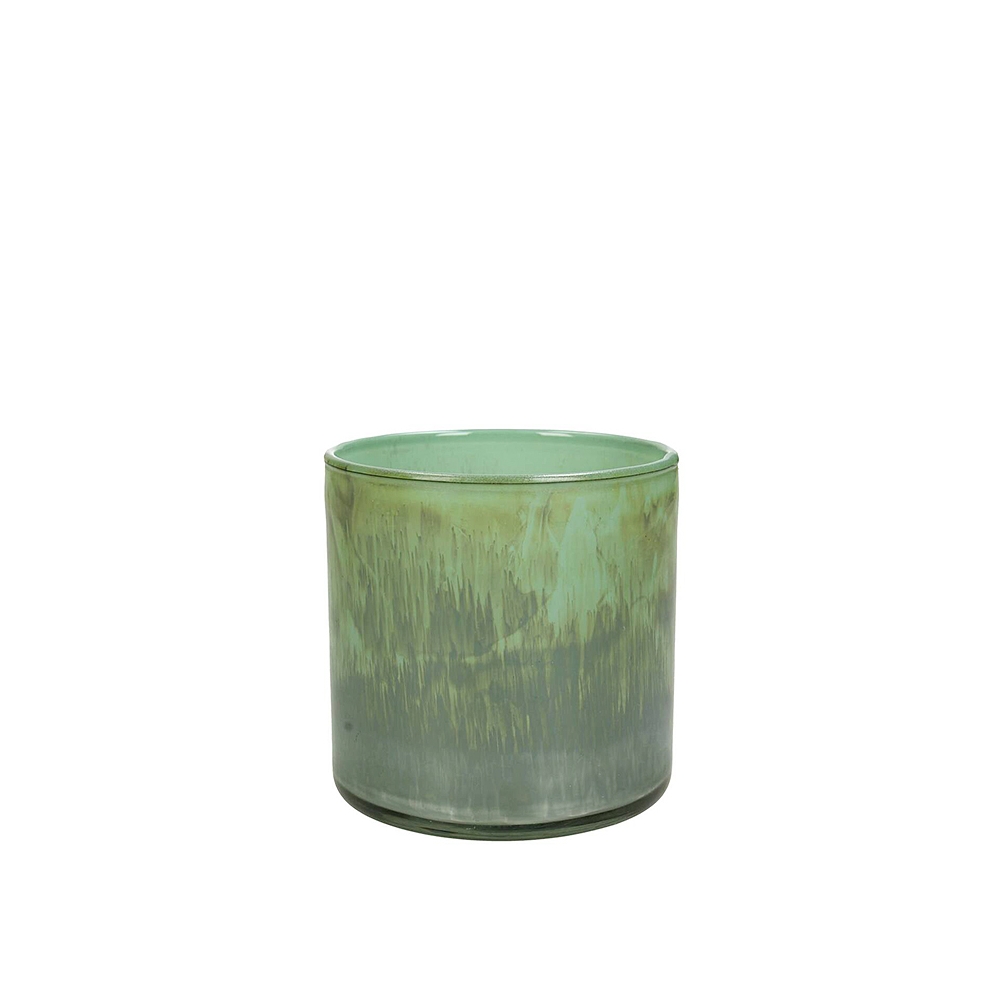 Γυάλινο κηροπήγιο/φωτοφόρ σε λαδί χρ.,10x11cm Zaros XET-7208