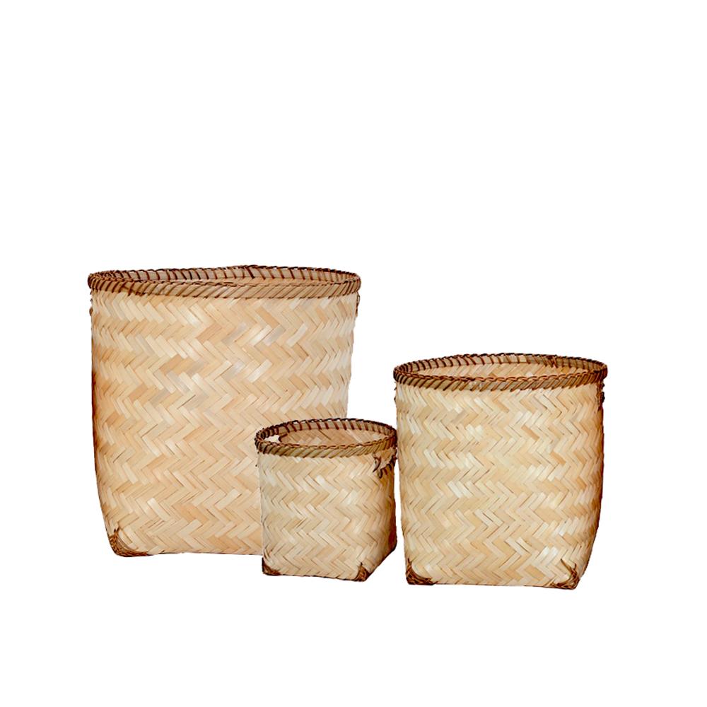 Σετ/3 καλάθια Bamboo φυσικό χρ.,21/32/40cm Zaros VT129