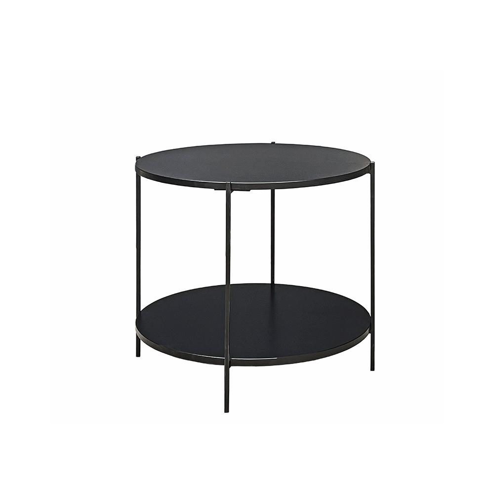 Στρογγυλό side table με ράφι, μαύρο χρ.,δ.61x55cm Zaros HG222