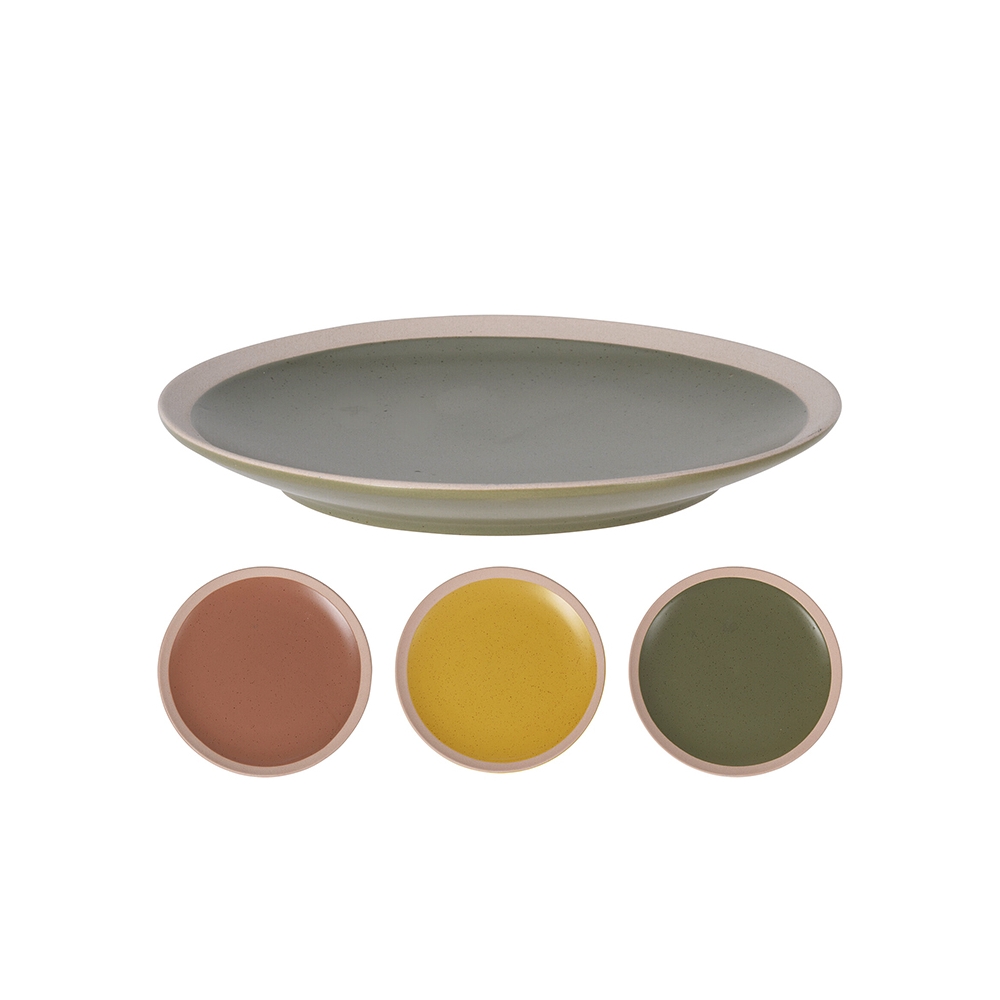 Πιάτο stoneware 20,5cm σε λαδί/κίτρινο/κεραμιδί Zaros KZ266