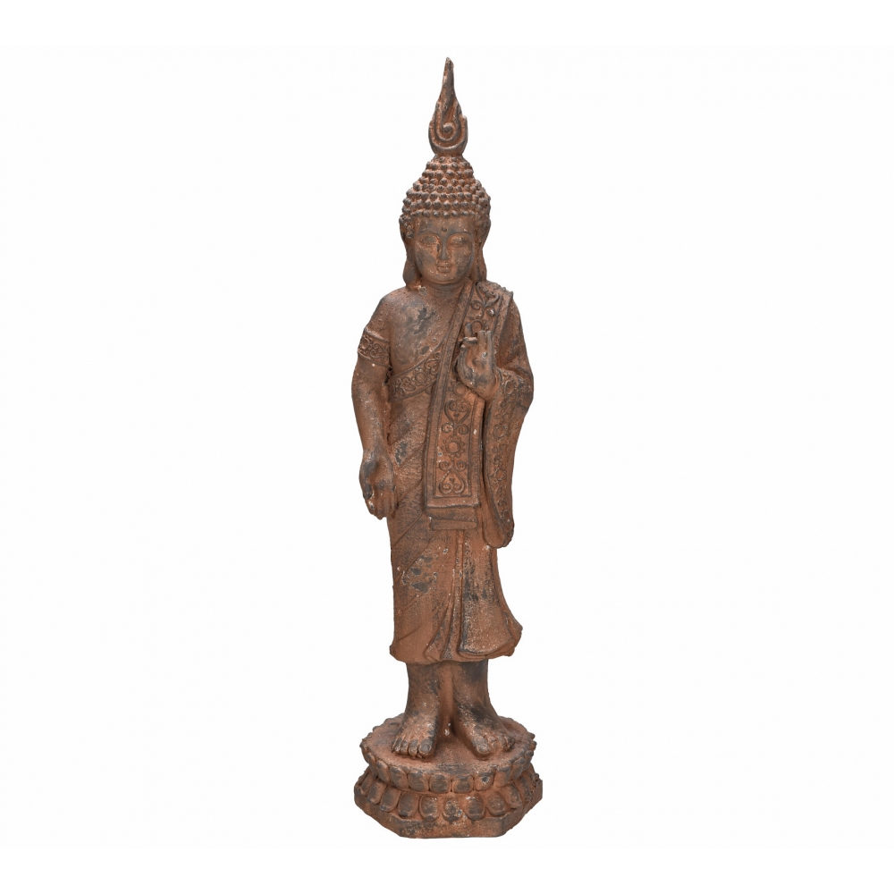 Όρθιος Buddha από ρητίνη,καφέ,87cm Zaros HE349
