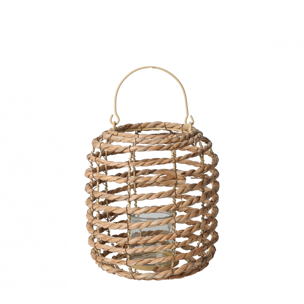 Φανάρι κεριού μεταλ/κο με επένδυση Seagrass, 19x23cm Zaros HE350