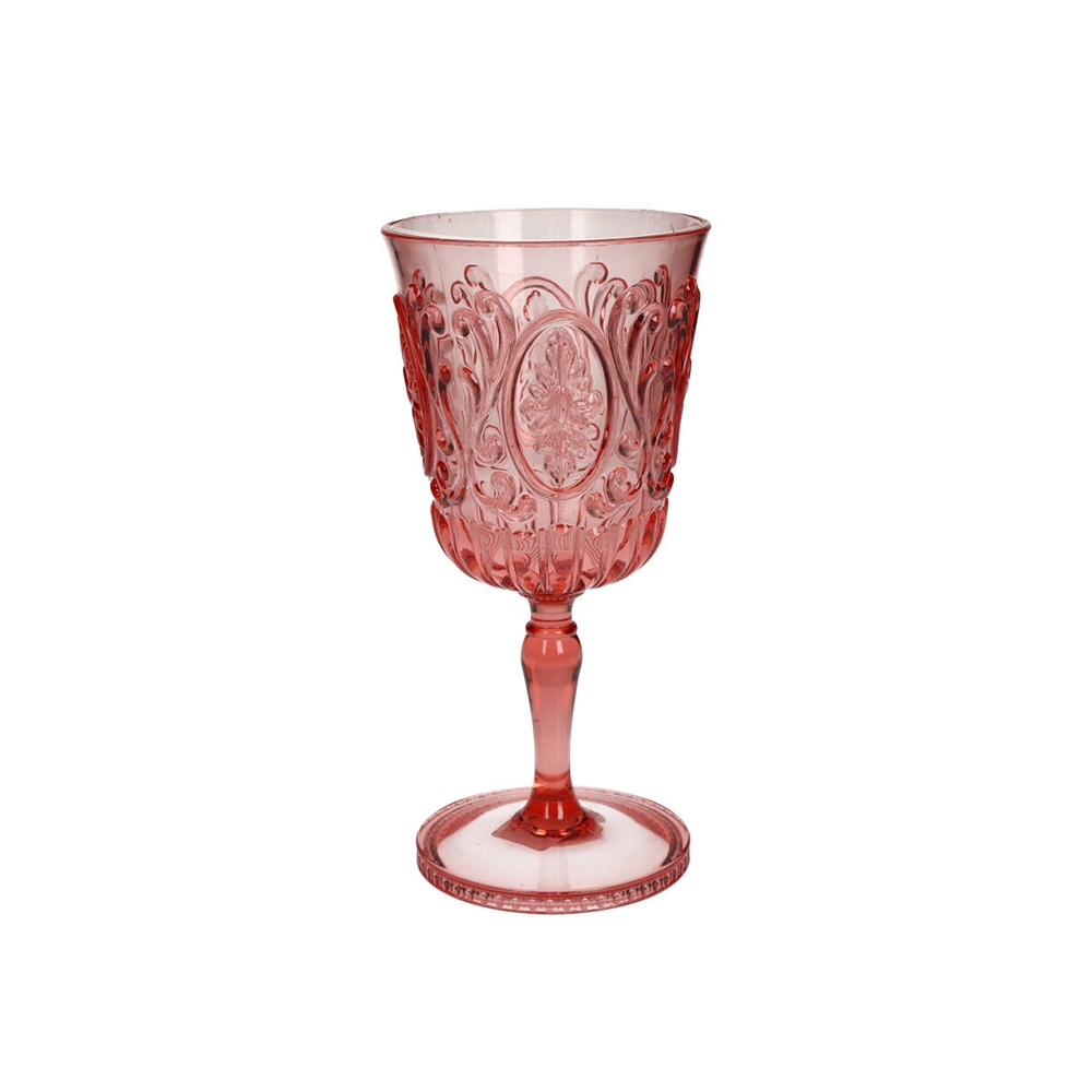 Ακρυλικό ποτήρι με πόδι vintage pink,19cm Zaros KAL-2035