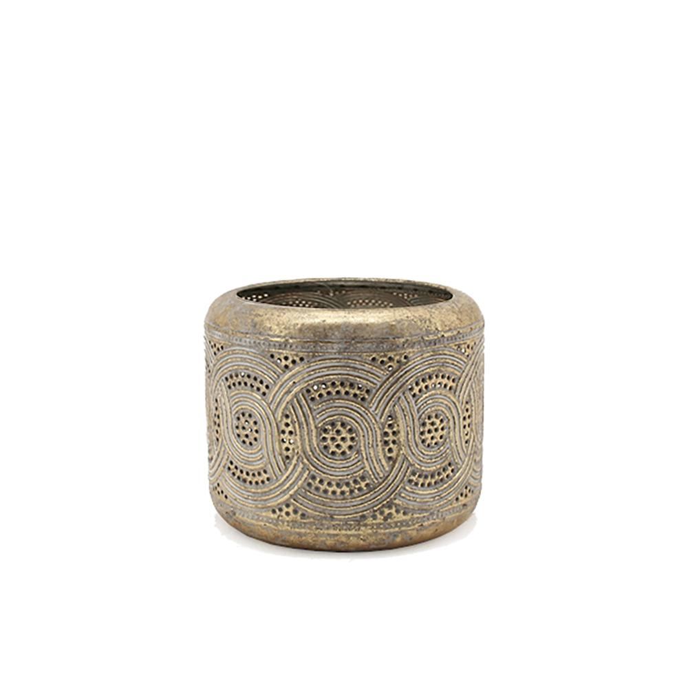 Μεταλλικό φαναράκι σε χρυσή πατίνα 11.5x9.5cm Zaros HT636