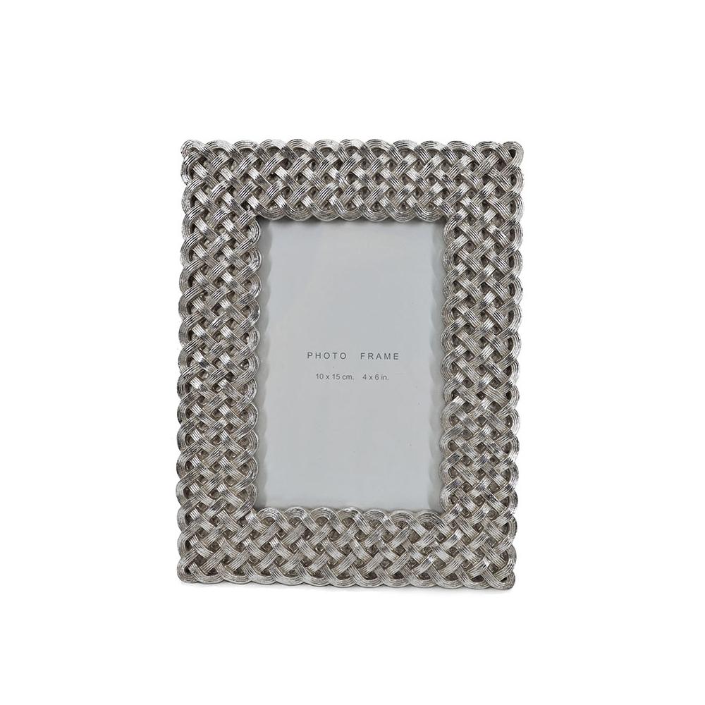 Φωτο/θήκη,polyresin πλεκτή ασημί κορνιζα 10x15cm Zaros KO180
