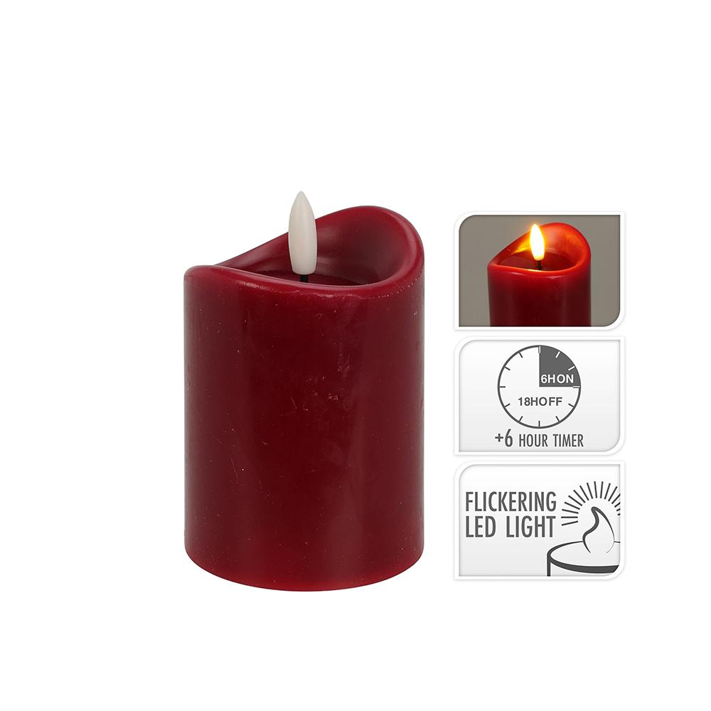 Κερί LED με timer σε κόκκινο χρ., 7.5x10cm Zaros CA379